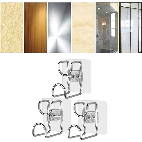 Lot de 3 crochets adhésifs en acier inoxydable pour lavabo, support mural de rangement pour la cuisine et la salle de bain. (1/5)