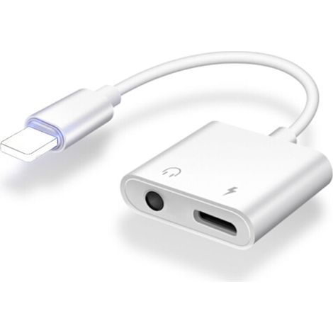 Adaptador 2 en 1 Lightning a conector de auriculares de 3,5 mm para iPhone (1/5)