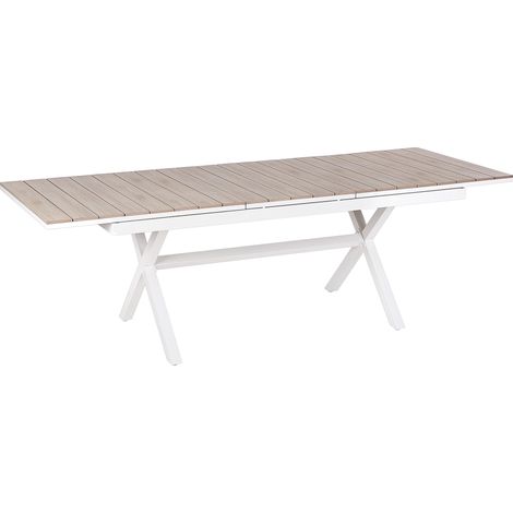 Mesa de jardín extensible 184/244 x 90 cm aluminio muebles de exterior blanco Fanes (1/5)