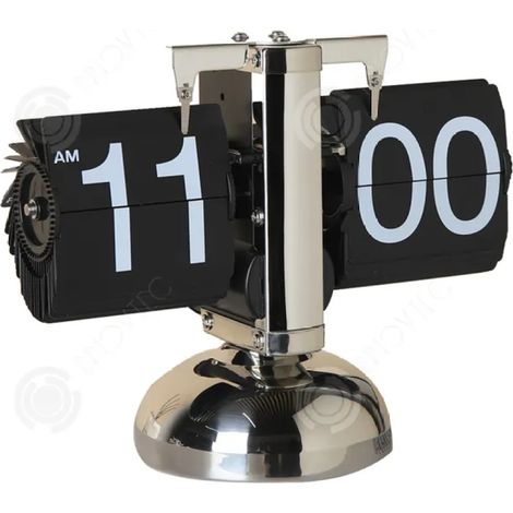1 Horloge à volets, affichage numérique, cadre acier inoxydable, panneau ABS, décoration maison bureau (1/5)