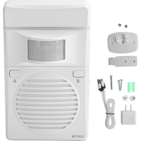 Sonnette sans fil rechargeable WT‑X11, détecteur de mouvement avec rappel vocal, haut‑parleur, prise américaine 110‑240V. (1/5)