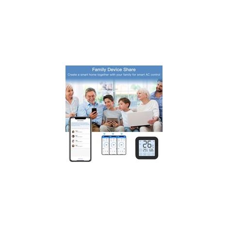 Controlador Wi-Fi inteligente para aires acondicionados con pantalla LCD, sensor de temperatura/humedad y compatibilidad con Alexa – para unidades de aire acondicionado mini-split y portátiles.