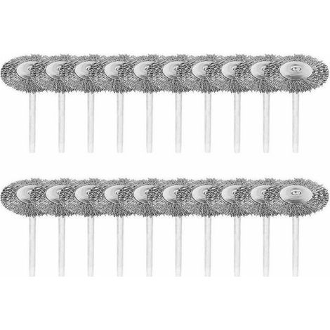 Lot de 20 brosses métalliques avec tige de 3mm en acier inoxydable polissage Dremel outil rotatif (1/5)