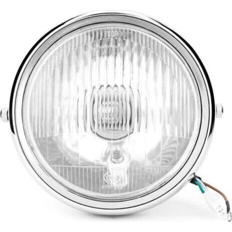 Phare Avant Moto - 5 75 Pouces - Verre Blanc - Coque Metal Argent - 35 W 12 V - Pour GN125 (1/4)