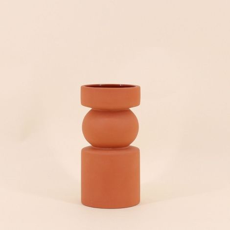 Vase géométrique terracotta, H20cm (1/5)