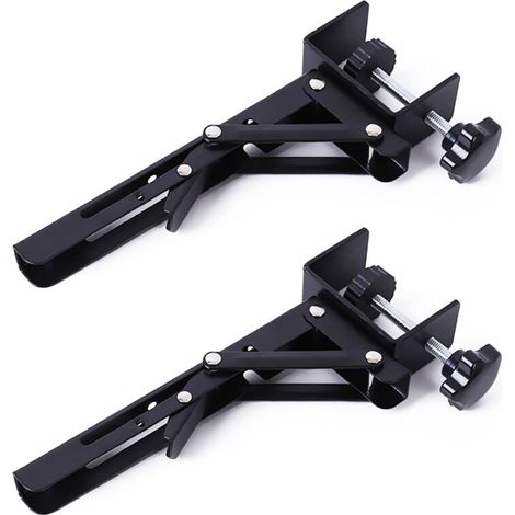 Lot de 2 Extension Bureau, 25,4cm Bureau étendu en Acier Inoxydable Plateau de Clavier Pliables Support D'étagères de Clavier Pinces en C Réglables Rallonge Table Pliable Pour Table DIY Bureau (1/5)