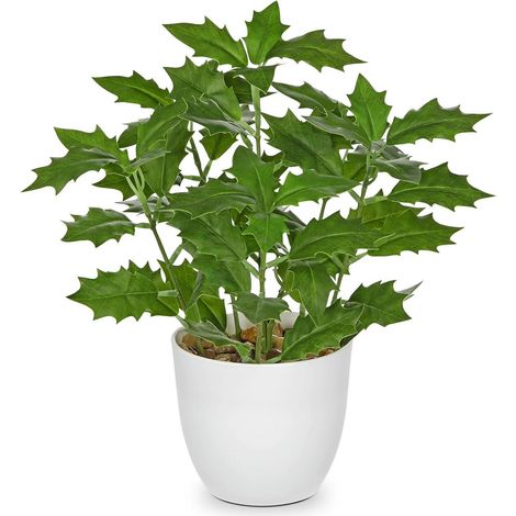 Kunstpflanze Ficus Topf Fensterbank Wohnzimmer Grün Holly Leaves (1/5)