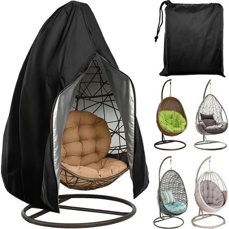 (Noir)Couverture de Chaise Suspendue, Tissu Oxford 210D, 190 x 115 cm, Protection Balançoire Extérieure, Imperméable, Anti UV, Protecteur de Meubles de Jardin Résistant (1/5)