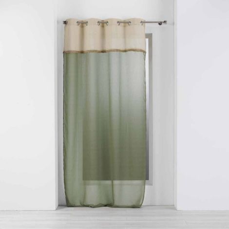 Paris Prix – Rideau voilage à œillets 140x240cm en polyester et jute – Couleur verte moderne – Prêt à poser pour décoration intérieure (1/5)