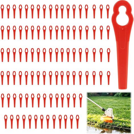 Lot de 100 lames plastique pour coupe-bordures, accessoires de jardinage pour tondeuse et débroussailleuse. (1/5)