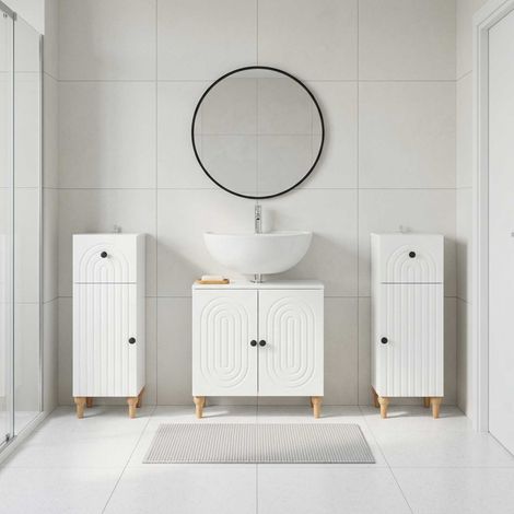 vidaXL 3 Piece Bathroom Cabinet Set ALKMAAR High Gloss White (1/5)