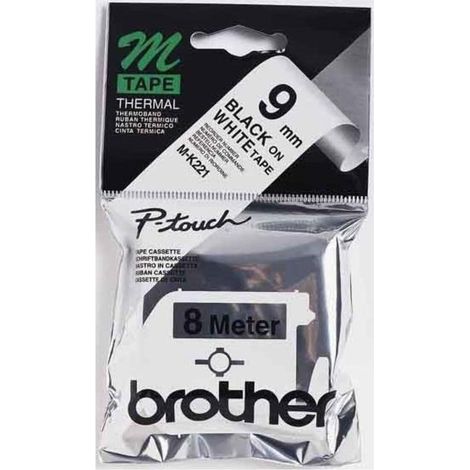 BROTHER Schriftbandkassette Brother P-touch M-K221S 9 mm x 4 m (B x L) weiß schwarz