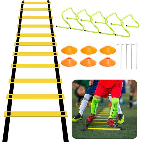 Randaco Accessoires d'entraînement de football Jeux D'éChelles de Coordination Échelle de Course à Pied 42cm Échelle d'agilité Haies de coordination (1/5)