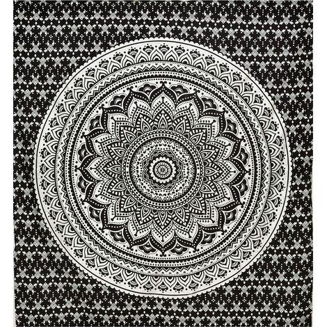 Tapestry Murale - Mandala Ombre Or - Décor Bohème pour Chambre et Séjour - Couverture de Lit Plage Pique-Nique - 137 x 152 cm (1/5)