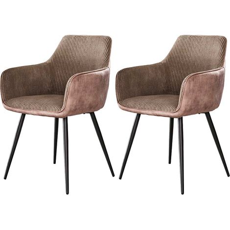 Lormi - lot de 2 fauteuils - en velours côtelé et velours - taupe (1/5)