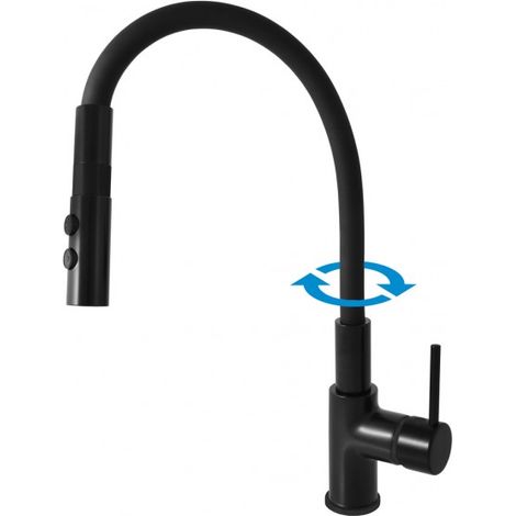 Mitigeur évier flexible à mémoire de forme SEINA en laiton noir H. 36 cm (1/3)
