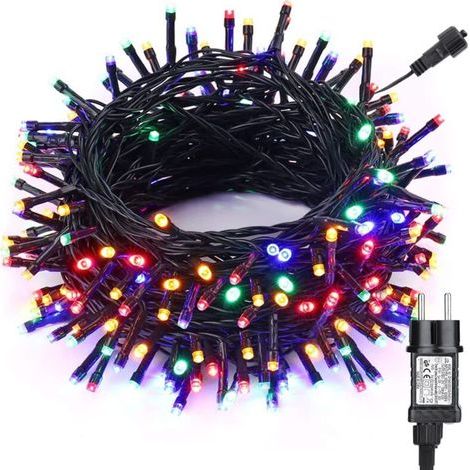 FENOPLASTICAGuirlande Noel Extérieure Multicolore, 33M 300 LED Guirlande Lumineuse Sapin Intérieur,8 Modes Etanche pour Arbres de Noël Chambre Jardin Terrasse (1/5)