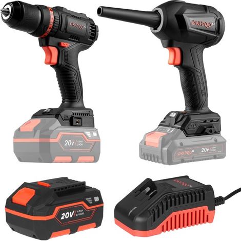 Promoción aniversario Dnipro-M: Kit taladro atornillador, soplador, cargador y batería de 20 V y 4Ah (1/5)