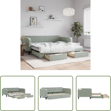 vidaXL Lit gigogne - Lit de jour avec gigogne et tiroirs sans matelas 100x200 cm (1/5)