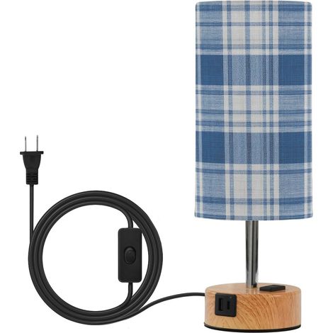 JUNZAN Lampe de table à carreaux bleu et blanc lampes modernes (1/5)