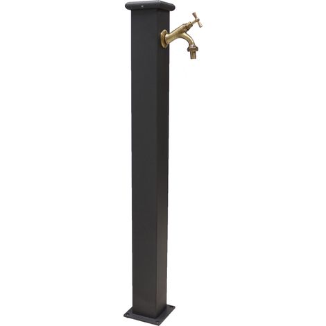 Fonderia Bongiovanni – Fontaine colonne Olimpia en acier et fonte – Robinet de jardin extérieur en laiton bruni – Hauteur 90 cm – Bride de fixation 12x12 cm (1/3)