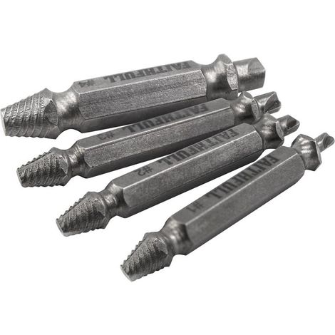 Faithfull 4-Piece Screw Extractor Set — Hardened Double-Tempered Steel, Sizes 1–4 (1/5)