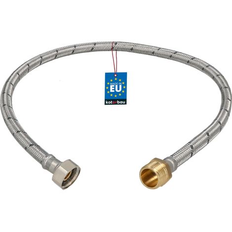 KOTARBAU® Flexible Robinet 1/2" x 1/2" - Flexible Eau - Tuyau Robinet 70 cm - Mâle x Femelle - Rallonge Robinet Cuisine Flexible - Acier Inoxydable - Tuyau Flexible Plomberie (1/4)
