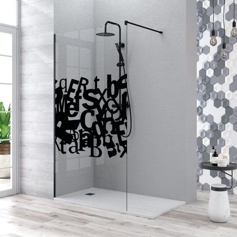Walk In Duschwand MANACOR schwarz- Glas 8mm / 120 cm / mit Sichtschutz