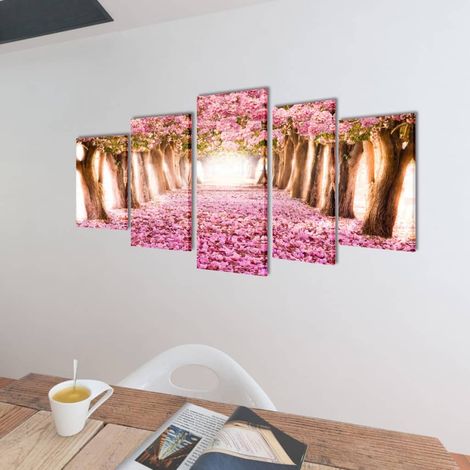 Set de toiles murales imprimées Cerisiers en fleurs 200 x 100 cm CFW520549 (1/3)
