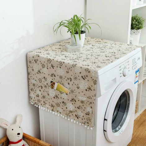 Staubschutzhülle aus Baumwolle und Polyester mit mehreren Taschen für Waschmaschine und Kühlschrank, Größe 55 x 130 cm