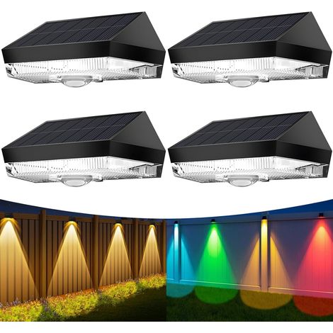 Lampe Solaire pour Jardin Extérieur, 4 Pièces IP65 Imperméable à L'eau LED Lampe Solaire,2 Modes,Applique Extérieure Clôture Lumière pour Clôture,pour Jardin,Cour (1/5)