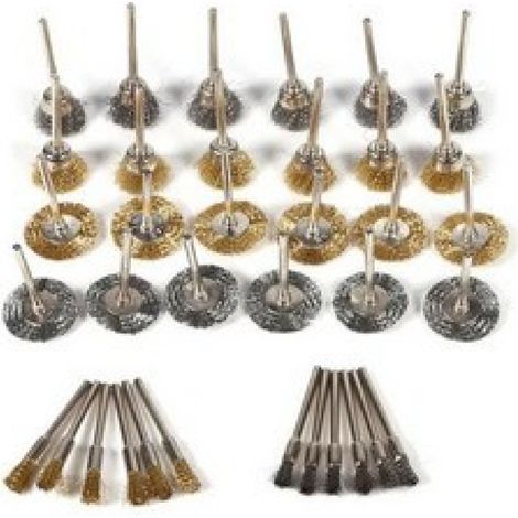 Ensemble de 36 mini brosses métalliques électriques pour le polissage, tête de meulage, disque de polissage en forme de bol pour l'élimination de la rouille (Ensemble de 36 brosses métalliques A) (1/5)