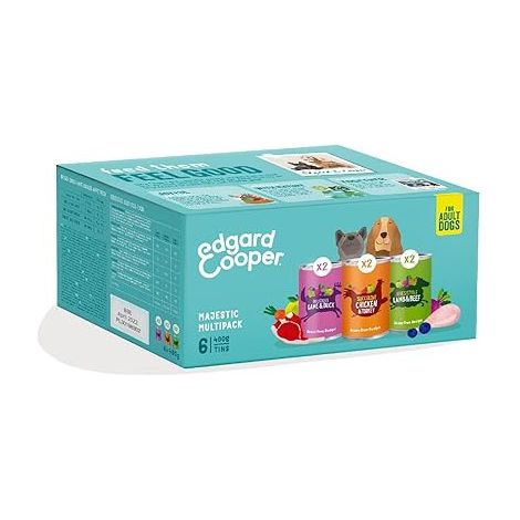 EDGARD & COOPER LOT DE 6 BOÎTES DE NOURRITURE HUMIDE POUR CHIENS ADULTES SANS CÉRÉALES POUR ALIMENTS NATURELS MULTIPACK 6 X 400