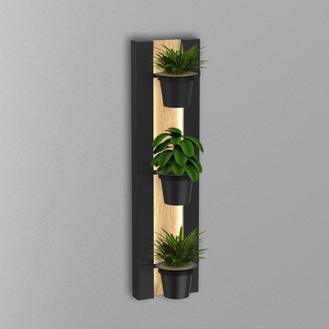 [GEBRAUCHT] B-Ware Luminex Wandleuchte Shelf Schwarz Holzfarben Stahl Holz 90cm Hoch Lampe Leuchte