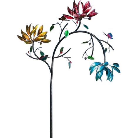 Bunte Windmühle für den Garten, große Skulptur, Metall-Windspinner