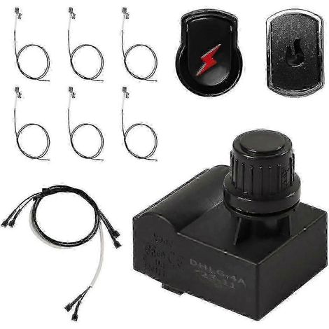 Kit d'allumage compatible avec les barbecues à gaz Charbroil, module d'allumage de remplacement avec 4 prises, câbles et 2 boutons-poussoirs. Compatible avec Charbroil. (1/5)