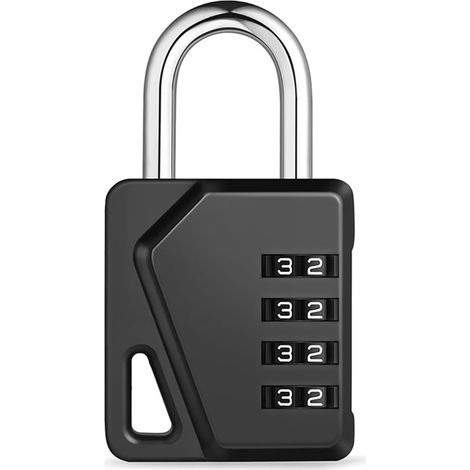 Locker with Name Plate and 4 Digit Code Padlock Black Code Lock for Gym, School, Outdoor and Employee Locker, Warehouse, 6 mm, Portable (1/5)