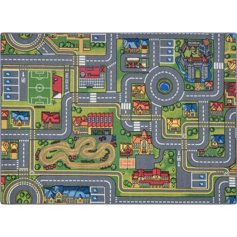 TAPPETO REBEL ROADS City life 97 Città, antiscivolo per bambini - grigio multicolour 95x200 cm