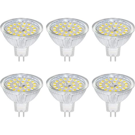 Ampoule GU5.3 LED 12V 5W Blanc Neutre 4000K, Ø50mm, Équivalent GU5.3 35W 50W, 500LM, AC/DC 12V MR16 GU5.3 Spot LED Encastrable pour Jardin Extérieur/Entrée, Non-dimmable, lot de 6 (1/5)
