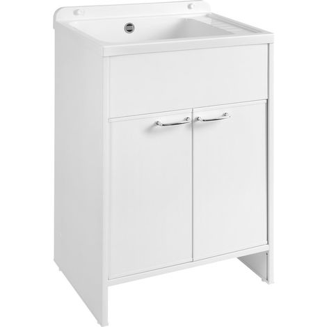 Évier utilitaire en plastique avec meuble 58x38 cm, siphon inclus (1/5)