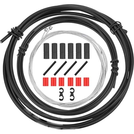Kit de câbles de dérailleur de vélo et boîtier - Universel - Pour réparation de vélo - Noir (1/5)