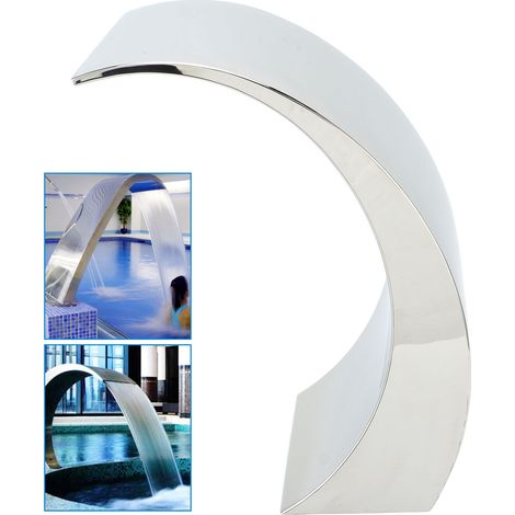 Chorro de agua en forma de arco para piscinas, caño tipo cascada, accesorio para fuente, rosca interna G1 1/2, diseño redondeado, material: acero inoxidable 304, dimensiones: 40 x 20 x 12,5 cm (1/5)