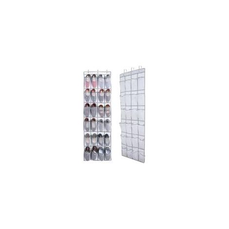 Range chaussures suspendu 163 x 48 cm – 24 poches en tissu non tissé – Accroche porte – Organisateur multifonction pour chambre et salle de bain (1/4)