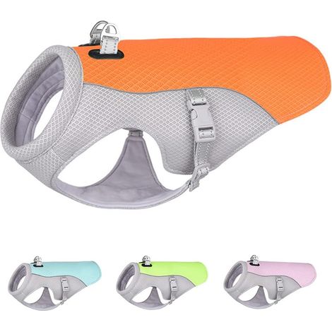 Gilet rafraîchissant pour chien, taille M, orange, veste de refroidissement pour chien moyen et grand, idéale randonnée, entraînement, activités extérieures, prévient coup de chaleur canin (1/5)