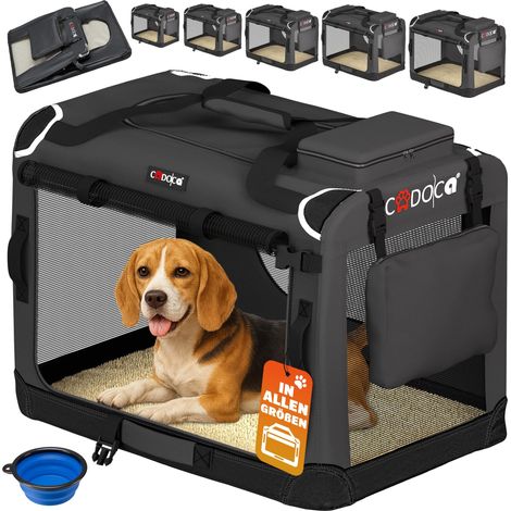Cadoca Transportadora Para Mascotas S / M / L / XL / XXL / XXXL Transportín Plegable Perros Gatos Bolsa de Transporte Animales 2 Bolsillos Exteriores Incl. Alfombrilla Lavable L - Anthracite (en)