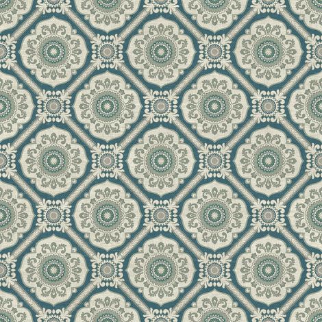 Wallquest Caspia Retro Floral Blue Wallpaper Flowers Stylish Acrylic Coated (1/4)