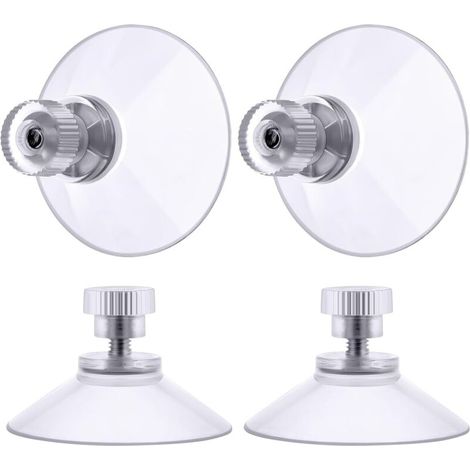 Einschraubbarer Saugnapf, 4 Stück 50 mm transparente Saugnäpfe mit Gewinde, extra starker PVC-Kunststoff-Vorhang-Aufhänge-Isolier-Saugnapf für Wohnmobil, Fenster, Badezimmer, Van (1/4)