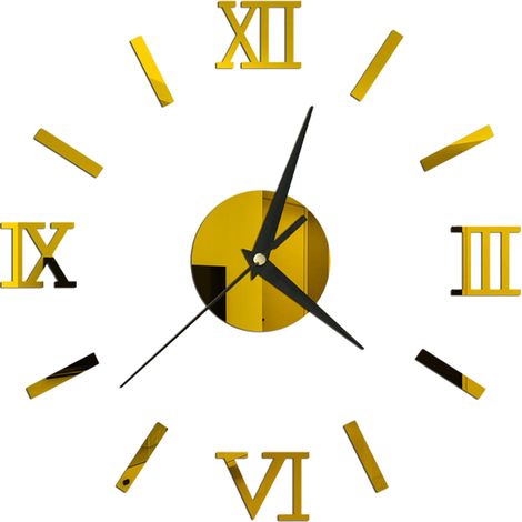 Horloge murale 3D grand format à monter soi-même, sans cadre, style romain
