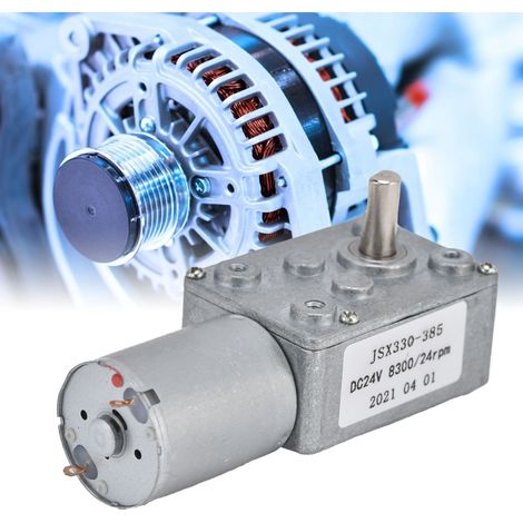 Moteur à engrenage à vis sans fin JSX330-370 CC 24 V, arbre réducteur à vis sans fin 24 tr/min (1/5)