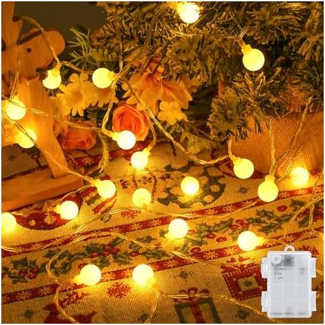 Guirlande lumineuse d'extérieur - 6 m - 40 LED - Blanc chaud - Avec minuterie de 6 h - Étanche IP65 - Pour chambre à coucher, balcon, chambre d'enfant, arbre de Noël